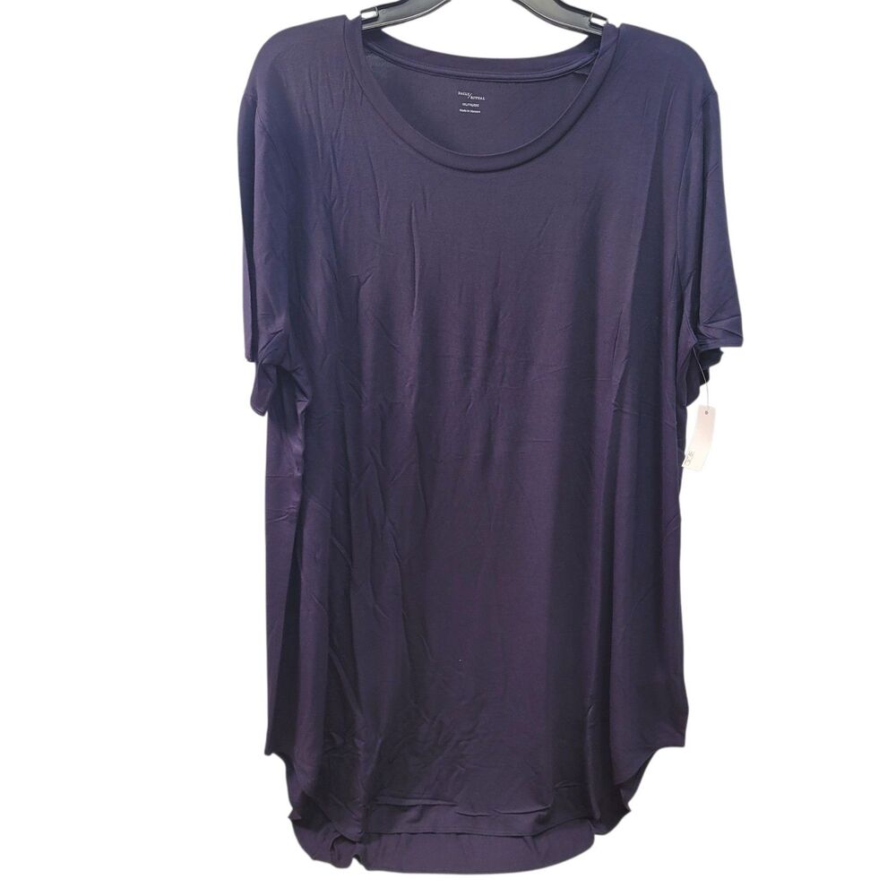 Daily Ritual Women's Blue Short Sleeve Hi Lo Long T-Shirt Size XX-Large